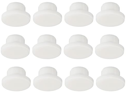 TOP-VIGOR 12Pcs Silicone Hole Plugs, 15mm Diameter Hole Stoppers, Soft Flexible Rubber Panel Seal Cover Flush Type Panel Round for Kitchen Rubber Bulkheads Waterproof Sealing Plugs, White
