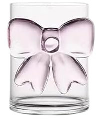 Feizikaw 3D Glasbecher mit rosa Schleife, klares Trinkglas für Milchsaft, Kaffee, ideal für Hochzeiten, Verlobungen und besondere Anlässe (A)