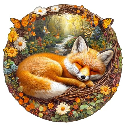 Hakumata Holzpuzzle Erwachsene Fuchs - 265 Teile Holz Puzzle Geschenkbox | Holzpuzzle für Erwachsene Wanddekoration,Wooden Puzzle,Weihnachten und Geburtstag Geschenke für Puzzleliebhaber,Stressabbau
