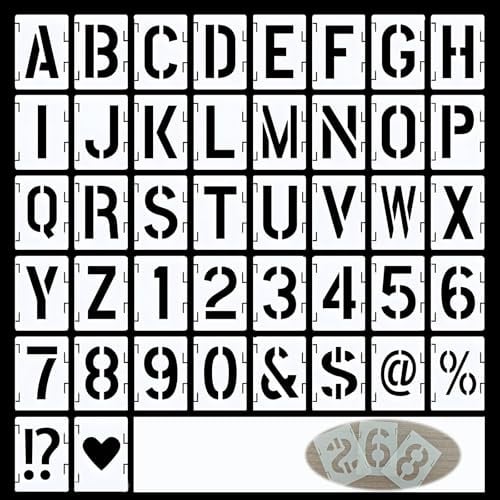 42 STK Buchstaben Schablonen Set 5cm Wiederverwendbar Lackieren Spruehen | Alphabet Zahlenschablonen waschbar verbindbar, Holzschilder, Schilder, Schriftzuege, Wandgestaltung, Beschriftung