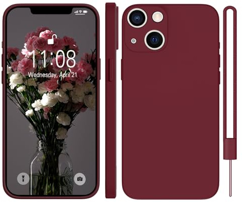 KPPIT for iPhone 15 Case Silicone,Shockproof Cover with Microfiber Lining 6.1 inch,Silky-Soft Touch Full-Body Protective iPhone 15 Phone Case,Claret Red