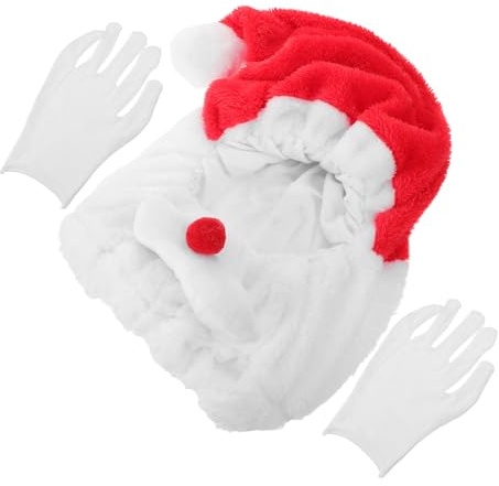HOODANCOS Motorradhelm Weihnachtsmütze mit Bart Weicher Flusenbezug Standardgröße Atmungsaktives Motorradzubehör für Fahrrad Roller und Outdoor