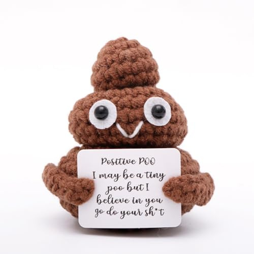 CATZUM Positive Kacka Pocket Huge mit Positiver Energiekarte, Glücksbringer, Mutmacher, gestrickte Poo Puppe, handgemachte, für Geburtstagsgeschenke, Gute Besserung Geschenke, Ermutigung