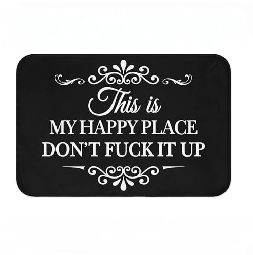 This is My Happy Place Don't F It Up Doormat, Funny Door Mat, Sarcastic Welcome Mat, Door Mat Outside Entrance Funny, Entryway Rug for Front Door Porch Patio, Indoor Outdoor Home Decor, 15.7×23.6in