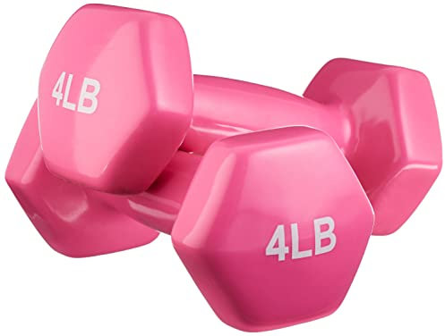 Amazon Basics - Kurzhanteln mit Vinylbeschichtung, 2 kg, Rosa