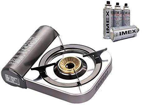 Jinyu XXL Gaskocher Tragbarer Campingkocher Gasgrill + 4 x Gaskartuschen