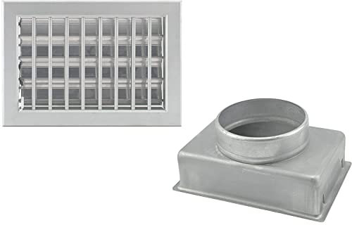 Griglia Bocchetta 22x15cm ALLUMINIO Diam.120mm con Adattatore per Camino