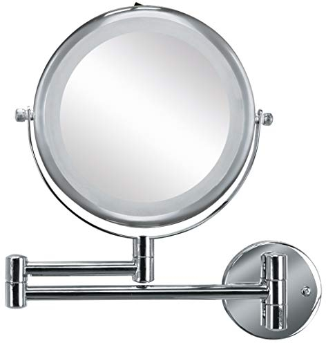 Kleine Wolke Kosmetikspiegel Brilliant Mirror mit 5-facher Vergrößerung und LED Beleuchtung, Größe: 25 x 27 x 3,5 cm, Material: Metall/Glas/LED, Silber