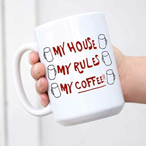 Mein Haus Meine Regeln Mein Kaffee 11oz Keramik Kaffeebecher Geburtstagsgeschenke, Muttertagsgeschenke, Weihnachtsgeschenke, Dropshipping, Weiß, 301-400ml