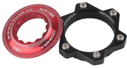 SUNGOOYUE Brake Center Lock Adapter, Center-Lock Hubs Disc Brake Rotor for Converting Center-Lock Hubs to fit Rotors(Red&Black)