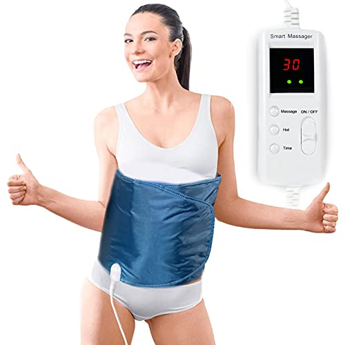 PINJAZE Electric Massager Sauna Belt 360 ° Whole Circle Heat Hot Belt Heating Massage Pad for Lower Back and Waist Pain Relief Deep Tissue,Body Shaper, Ab Workout (Navy Blue)