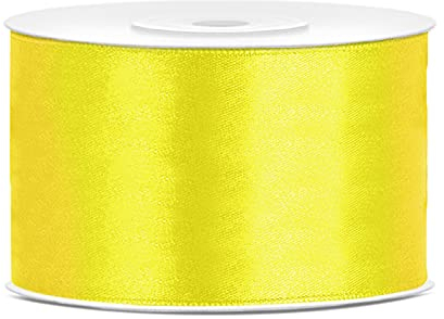 Satinband Polyester Schleifenband Seidenband Geschenkband 6/12/25/38/50/100 mm x 25 m (Größe 38mm x 25m - Farbe Gelb)