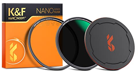 K&F CONCEPT Filtre ND64 49mm Magnétique 6-Stop Installer Rapide avec Bague Base et Bouchon Devant en métal pour Objectif Appareil Photo