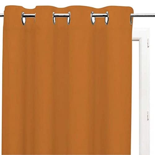Soleil d'ocre, Occultant Alix Rideau à Oeillets Ocre, Polyester, 135x250 cm