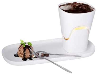 Chocolate Fondue Mug Set Separable Mini Candle Fondue Pot Chocolate Cheese Ice Cream Fondue Melter Cup White