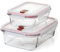 TATAY Set de 2 Fiambreras de Alimentos Cook&Eat (0.64L y 1.5L), Vidrio, Herméticas, Tapa de Clip, Libres de BPA, Aptas para Microondas, Horno, Congelador y Lavavajillas, Color Rojo