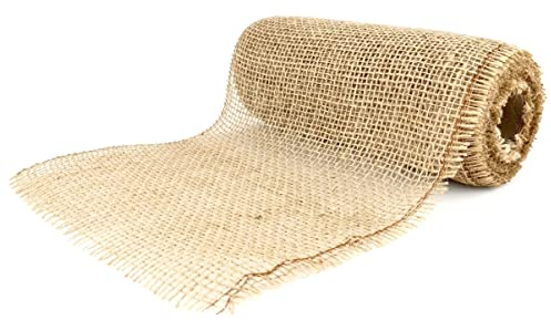 D.RECT Juteband Natur Braun Rolle 20x500cm - 20cm Breit - Jute Geschenkband Vintage - Dekoband Hochzeit - Jutestoff für Floristik und Dekoration