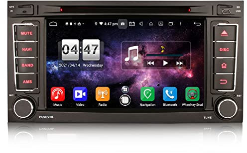 Erisin【4GB+64GB】 8-Núcleos Android 11,0 Radio Coche Bluetooth 2 DIN para VW T5 Multivan Touareg Navegación GPS con Carplay Android Auto Estéreo de Automóvil Soporte WiFi USB Dab+ CD FM RDS TDT OBD 4G