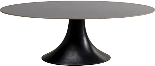 Kare Design Tisch Grande Possibilita, Schwarz, Ovaler Esstisch für 8 Personen, Esszimmertisch, Besprechungstisch, Schreibtisch, Keramik, Schwarzer Aluminiumfuß, 220x120 cm (LxB)