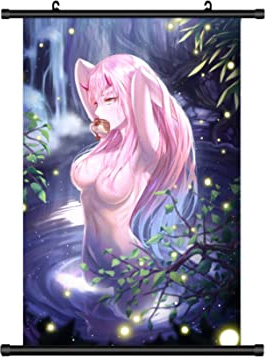 Großes 60x90CM Darling in dem Franxx Kakemono Rollbild | Anime Manga Stoffposter Wallscroll Poster | Wanddeko Geschenk