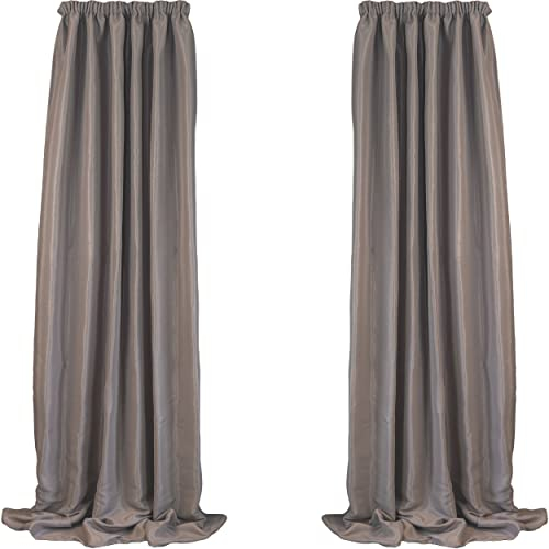Verdunklungsvorhänge Kräuselband 2er Set, Warmgrau, 140 x 245 cm - Thermo Gardinen isolierend & blickdicht - Thermovorhang Kälteschutz, Blackout Vorhang schalldämmend, Wärmeschutzvorhang Haustür