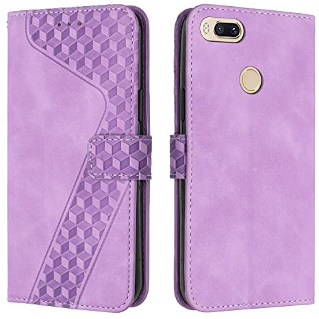 OKZone Kompatibel mit Xiaomi Mi 5X/Mi A1 Hülle, PU Leder Handyhülle Tasche Wallet Schutzhülle Xiaomi Mi 5X/Mi A1, Flip Cover Klappbar Brieftasche Etui mit Magnet Kartenfach TPU Lederhülle (Violett)