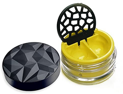 Lensbix Kontaktlinsenbehälter Geometric. Erwachsenes Accessoire mit futuristischem 3D Deckeldesign. Das stilvolle Geschenk für alle die gerne Linsen tragen. (No25 gelb)