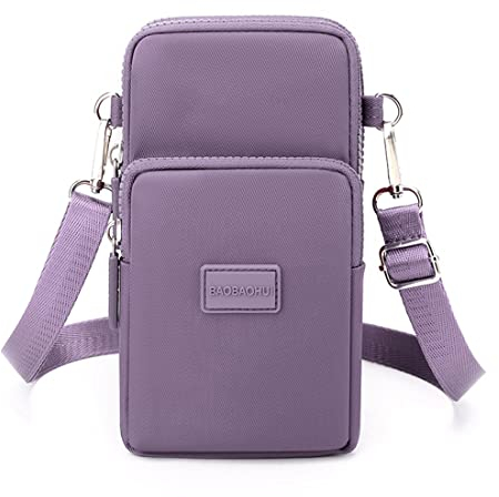 Dankforyou Damen Handytasche zum umhängen Schultertasche Umhängetasche Geldbörse für Alltag Büro Ausflug Einkauf, Lila, 19 x 10 x 6 cm