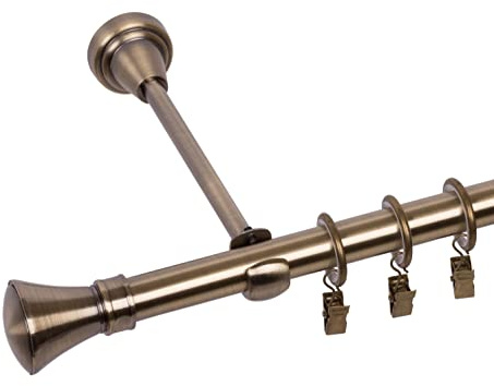 RENA Gardinenstange Vorhangstange - 19 mm - aus Metall - Lautlose Rollen - Komplettset - Antik Gold 220cm |Monako