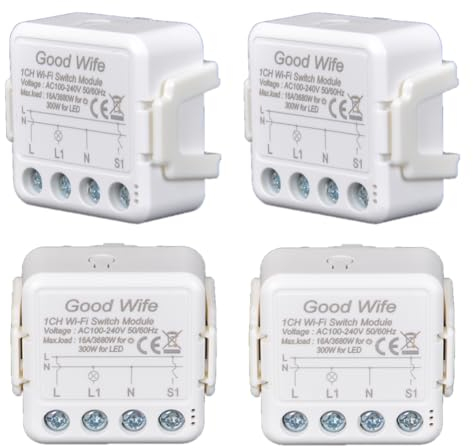 Interruptor WiFi 16 A, Tuya APP Control de módulo de relé inalámbrico, DIY para electrodomésticos con mando Good Wife distancia Smart Life, compatible con Alexa Google, Home, control de 1 o 2 vías,