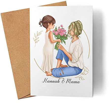 Kiddle-Design Mutter Tochter Karte Personalisiert Muttertagsgeschenk Beste Mama der Welt Muttertagskarte Geburtstagskarte