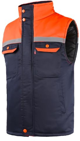 Yukirtiq Mens Hi Viz Workwear Padded Gilet Vest Winter Warm Bodywarmer Outdoor Sleeveless Work Jacket Coat Hi Vis Work Utility Gilet