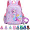 YOUYIKE Meerjungfrau Rucksack Kindergarten, 3D Lila Meerjungfrau rucksack kinder mit Anti-verlorenes Seil, Kita Rucksack, Kindergartenrucksack für Mädchen im Alter von 2 bis 5 Jahren