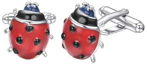 RunootPR Manschettenknöpfe Rot Marienkäfer Personalisiert für Herren Cufflinks Schmuck Geschenk