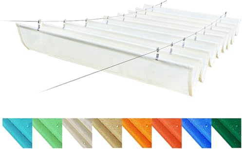 LXBAMKEA Sun Shade Sail, Retractable Wave Canopy Pergola Cover, Anti-uv Sun Protection Wave Awning With Mounting Kit, Outdoor Deck Patio Backyard Garden Roof Shelter