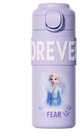 FASHION YO 400 ml Kinder ELSA Wasserflaschen für Mädchen, Edelstahl Wasserflasche für Schule, vakuumisoliert, BPA-frei, auslaufsicher, doppelwandig, Metall-Trinkflasche heiß kalt (Elsa)