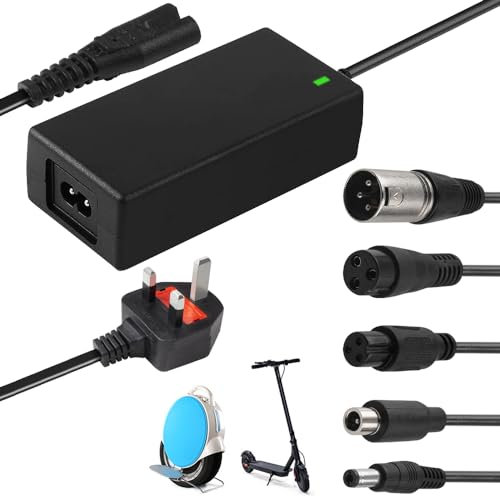 Electric Scooter Charger, 42V 2A Li-ion Battery Charger, Mobility Scooter Batteries Charger with 5 Connectors Power Adapter for Electric Scooters, Electric Bike, E-Scooter