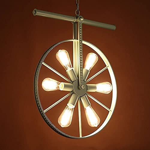 Lámpara de rueda industrial, lámpara de granja vintage, accesorio de iluminación colgante antiguo, lámparas de techo rústicas para mesa de comedor, cocina, isla, sala de estar, bar/verde WZSS