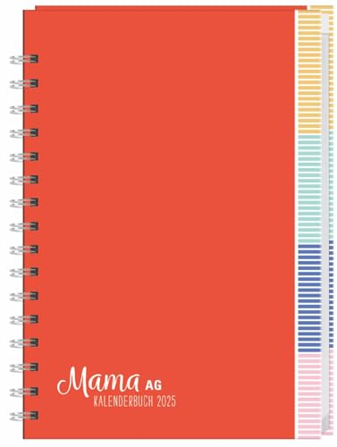 Mama AG Familienplaner Buch A5 - Heye-Kalender 2025 - Familienkalender für 5 Personen - mit Schulferien und Stundenplänen - 15,2 cm x 23,2 cm