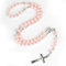 SWAWIS 5 Stück Rosenkranz Kreuz Halsketten Rosenkranz Kette Rosenkranz Katholisch Taufe Deko Kommunion Mädchen Rosenkranz Deko Taufe für Geburtstage, Kommunion Gastgeschenke Taufe Party, Rosa