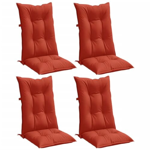 vidaXL Hochlehner-Auflagen 4 STK. Melange Rot 120x50x7 cm Stoff