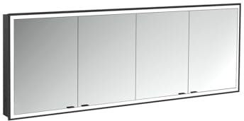 Emco Prime Facelift Lichtspiegelschrank, 1800 mm, 4 Türen, Unterputzmodell, 9497, Farbe: schwarz/Spiegel
