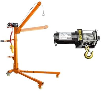 IUokLU Hand-/Elektro-Klappkran, mobiler tragbarer Kleinkran, Fahrzeughebebühne für den Haushalt (Farbe: Elektrisch 24 V, 300 kg) (Elektrisch 24 V, 500 kg)