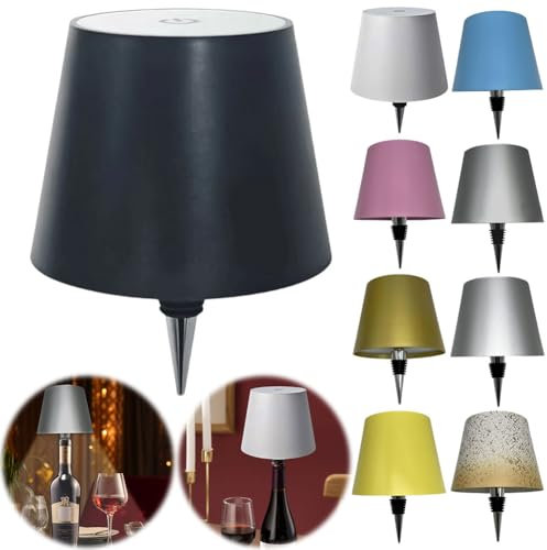 LED Wireless Bottle Lamp, RGB Dimmable Touch Table Lamp, USB Rechargeable Wine Bottle Night Light, Multicolour Stepless Dimming Wine Bottle Decorative Light for Bar Restaurant Party (Black)