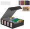 QCXWCJWD Magnetic Trading Card Storage Box for MTG Commander, Card Deck Box Holds 3000+ Cards with Observation Window, Premium Card Deck Case with 24 Card Dividers Colorful and 4 Card Supports (grey)