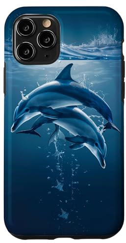 iPhone 11 Pro Blue Splash Dolphins Modern Ocean Case