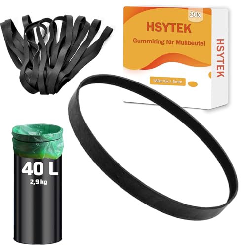 Pack of 20 Rubber Bands, 180 x 10 x 1.5 mm Rubber Bands, Wide Rubber Bands, Black Strong Elastic Band, Compatible with Wesco Rubbish Bin, Rubbish Bag Stand, Replacement Rubber Ring for Bin Liners