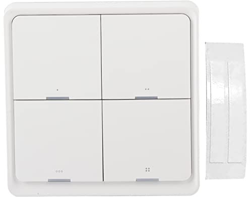 Interruttore di Scena Senza Fili, Pulsante Interruttore di Scena Intelligente da Parete a Pannello a 4 Vie con Indicatore LED, Telecomando APP per Telefono Cellulare con Adesivo