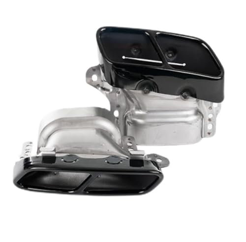 FUNFOB Auspuffblenden Für Mercedes Für Benz A45/CLA45/GLA45 Für AMG Quadratische Mund Endrohr W117 Edelstahl Auspuffrohr Auspuffblende(Schwarz)