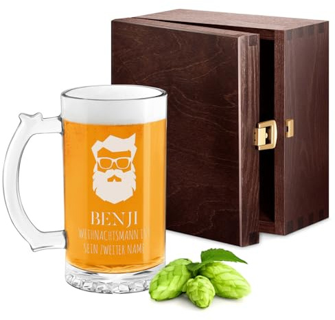 Maverton Bierglas mit Gravur 400 ml, Bierkrug personalisiert mit Namen | Geburtstagsgeschenk für Männer, Bier Geschenk, personalisierte Geschenke Männer, Höhe: 15cm, Durchmesser: 8cm